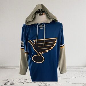 St. Louis Blues Mens XL NHL Hockey Ameren 24 Success Brands Lace Shirt Hoodie